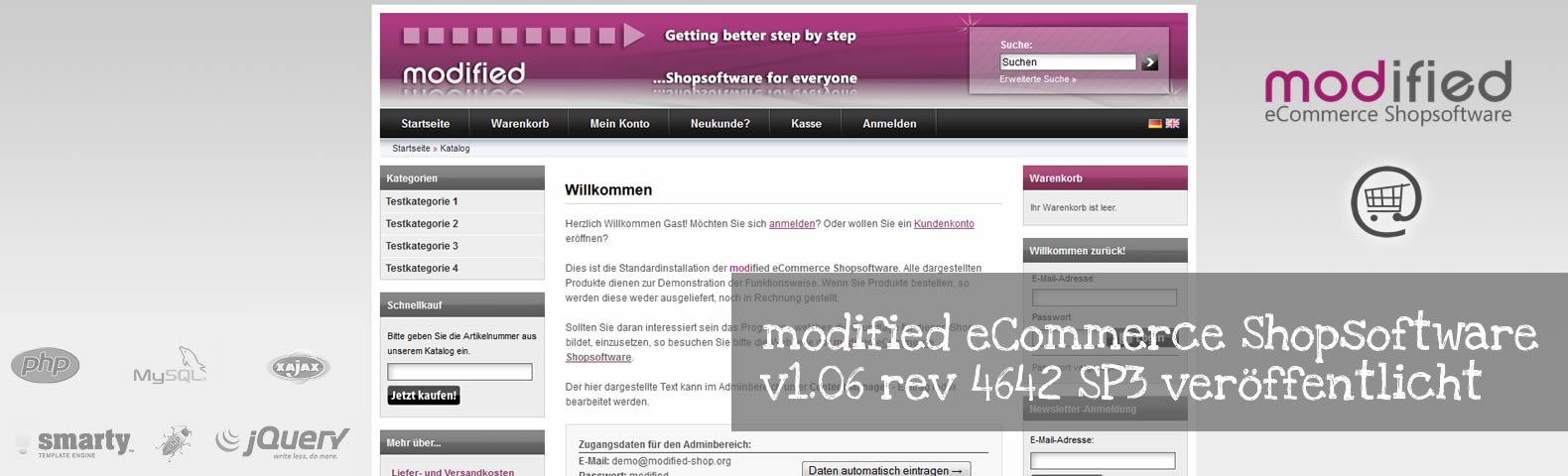 modified eCommerce Shopsoftware 1.06 rev 4642 SP3 veröffentlicht